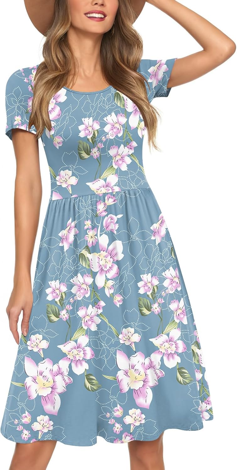 Casual summer dress with pockets for women empire waist