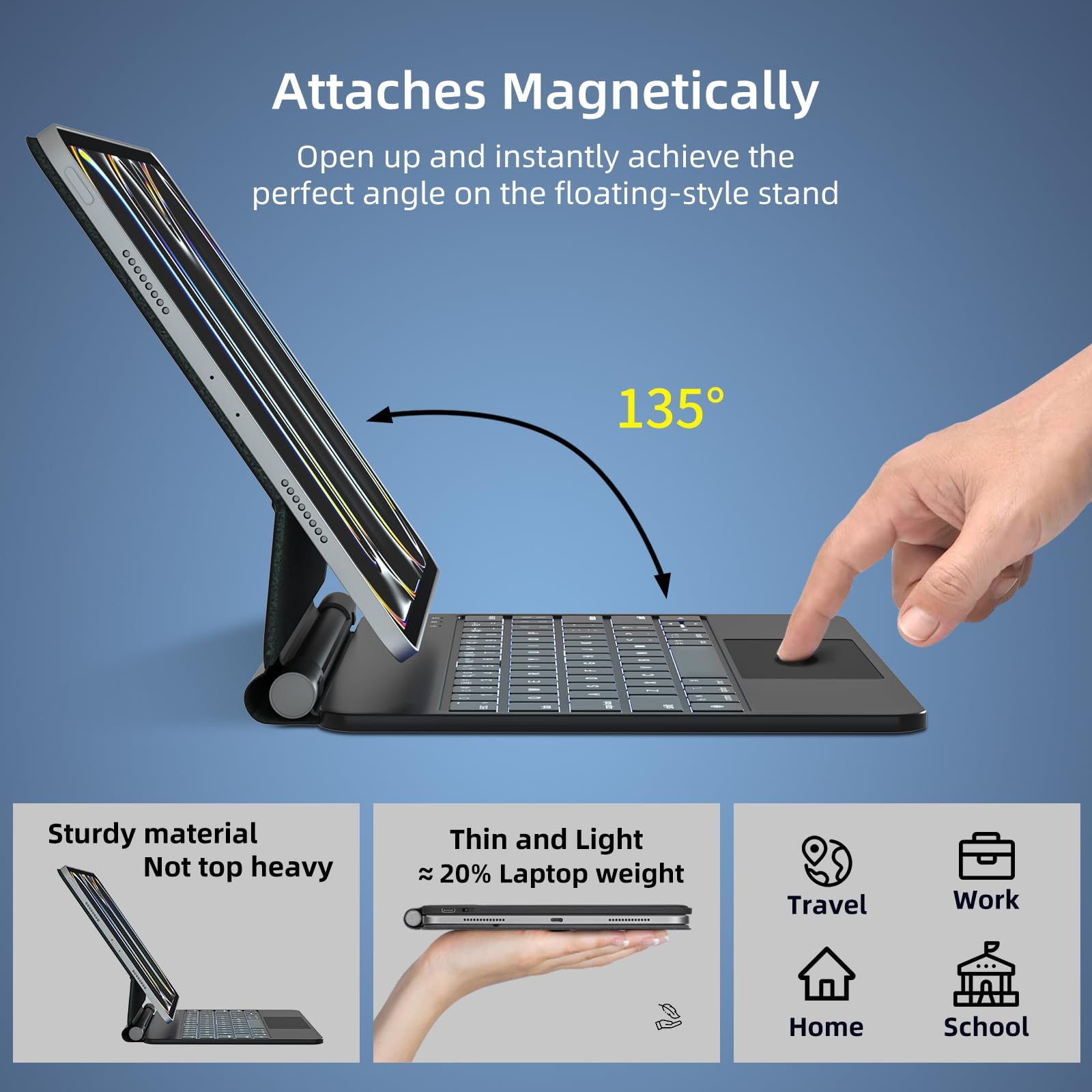 Funda para teclado para iPad Air de 11 pulgadas (M2) 2024 y iPad Pro de 11 pulgadas (4ª/3ª/2ª/1ª generación), teclado mágico para Air 5ª/4ª generación, trackpad multitáctil, 7 colores de
