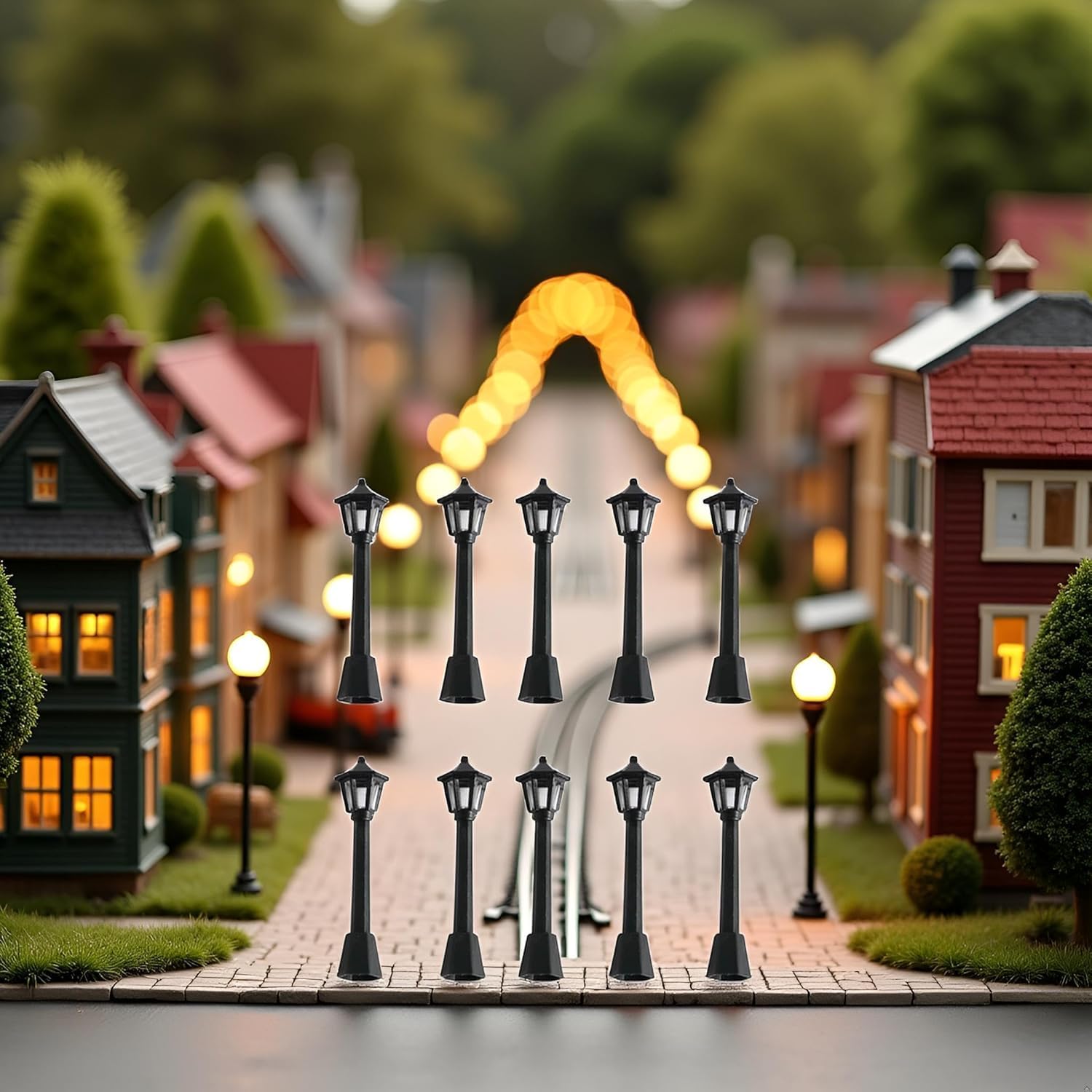 10 Pcs Mini Street Light Model Railway Train Lamp Miniature Plastic Village Pathway Lantern Post for Micro Landscape Fairy Garden Accessories - Image 4