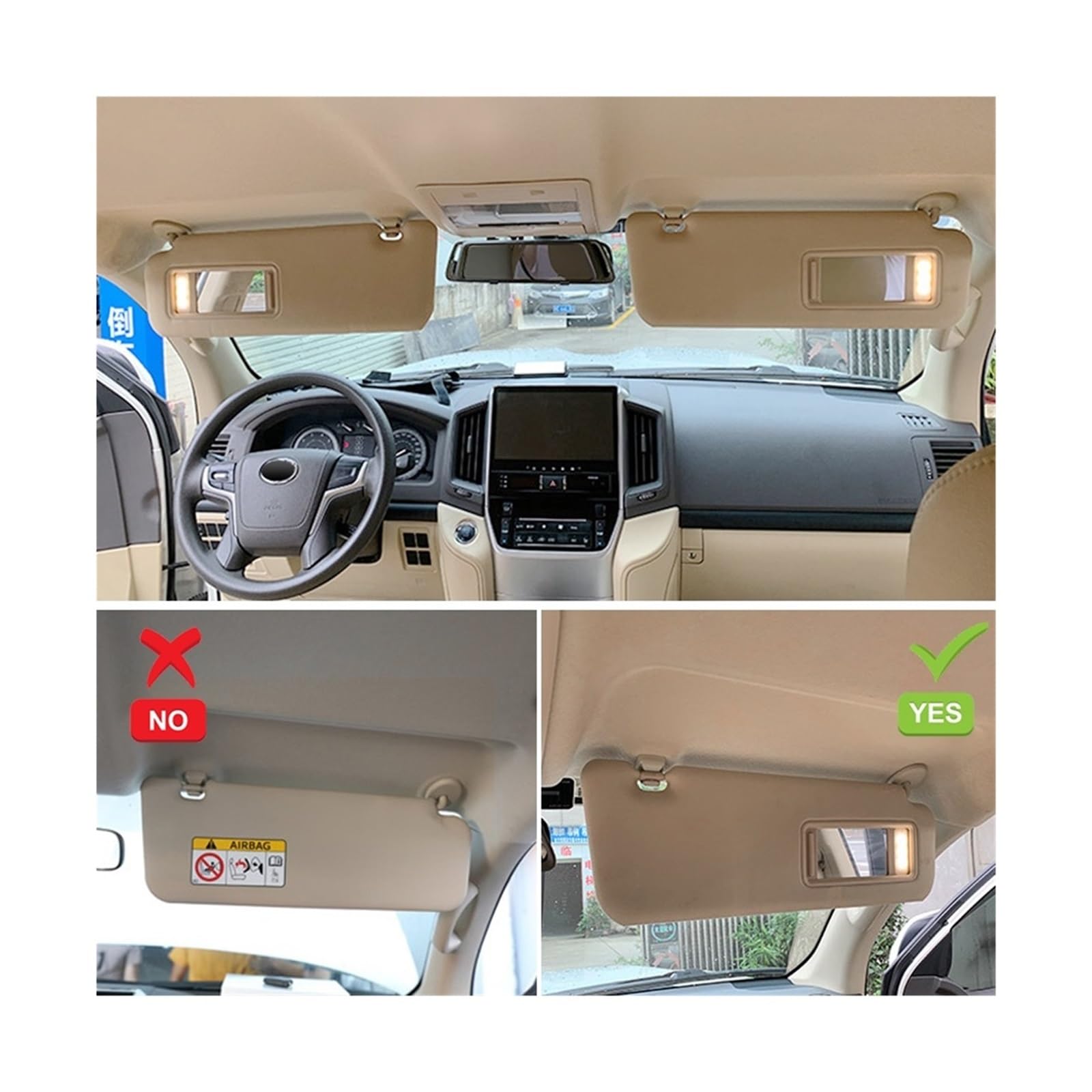Kompatibel Für Toyota Land Cruiser 2010 150 Modifizierte Sonnenblende Windschutzscheibe Wichtigsten Co-Pilot Kosmetik Spiegel LED Licht Original Zubehör(Style 6)