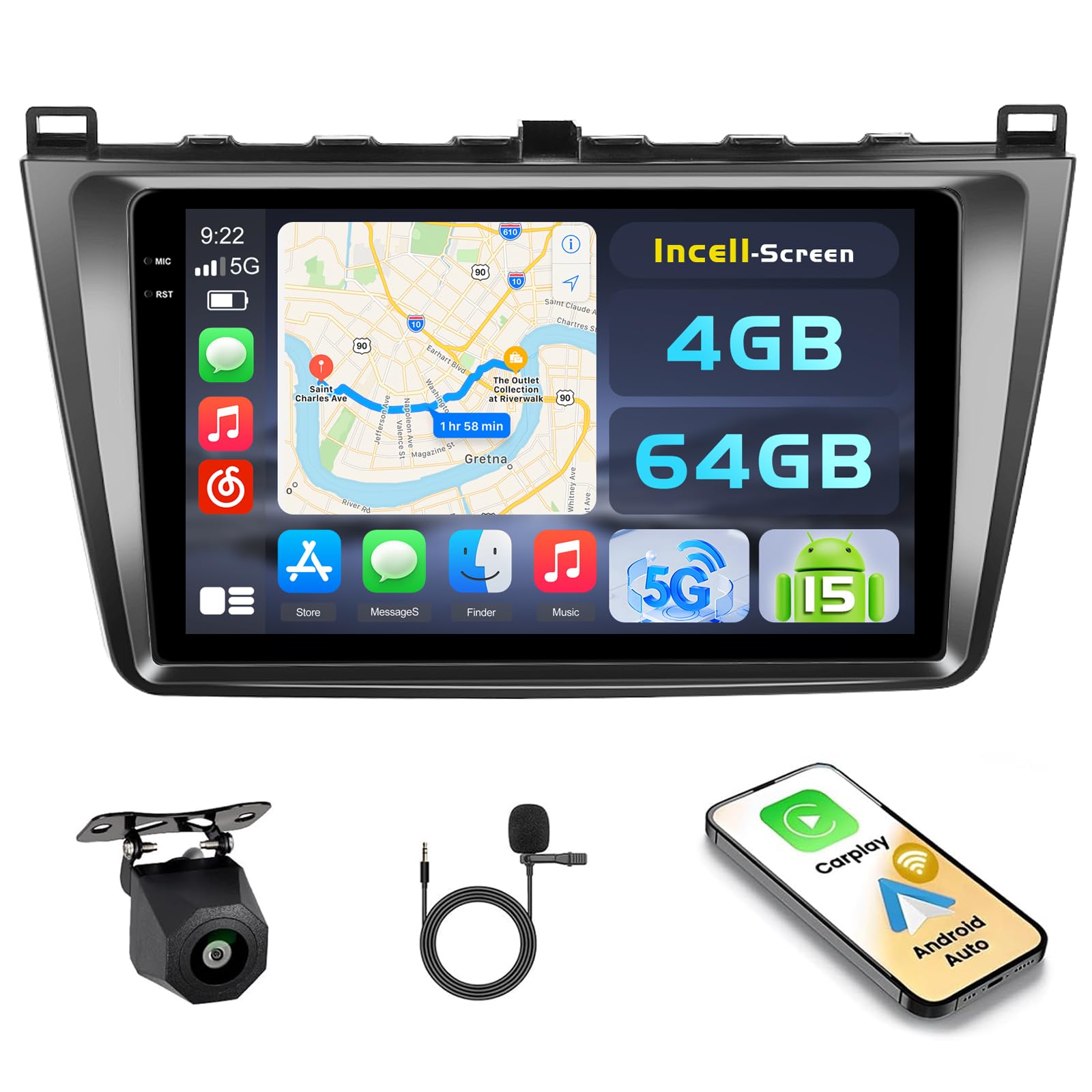 Radio samochodowe mazda 6, samochodowe stereo mazda 6 2007 2008 2009 2010 2011 2012, radio samochodowe mazda 6, ekran mazda 6, nawigacja samochodowa mazda 6 2007 2008 2009 2010 2011 2012 z wifi carpla