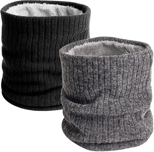 SIYINGSAERY 2 Pack Winter Neck Warmer Fleece Neck Warmer Windproof Thermal Snoods Knitted Circle Scarf Winter Warm Neck Gaiter for Men Women Running Cycling Skiing Motorcycle Outdoor Sports