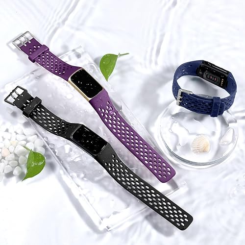 Miniatura 6 de Maledan Compatible con Fitbit Charge 5Fitbit Charge 6 bandas para mujeres y hombres, correa deportiva transpirable suave impermeable de repuesto