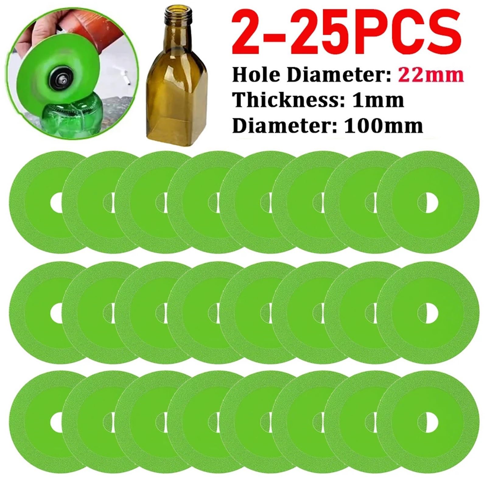 2-25 szt. Tarcza tnąca do szkła 100 mm Ultracienkie ostrze piły Jade Crystal Wine Bottles Szlifowanie fazowanie Ostrze tnące Cięcie szkła(25 pcs)