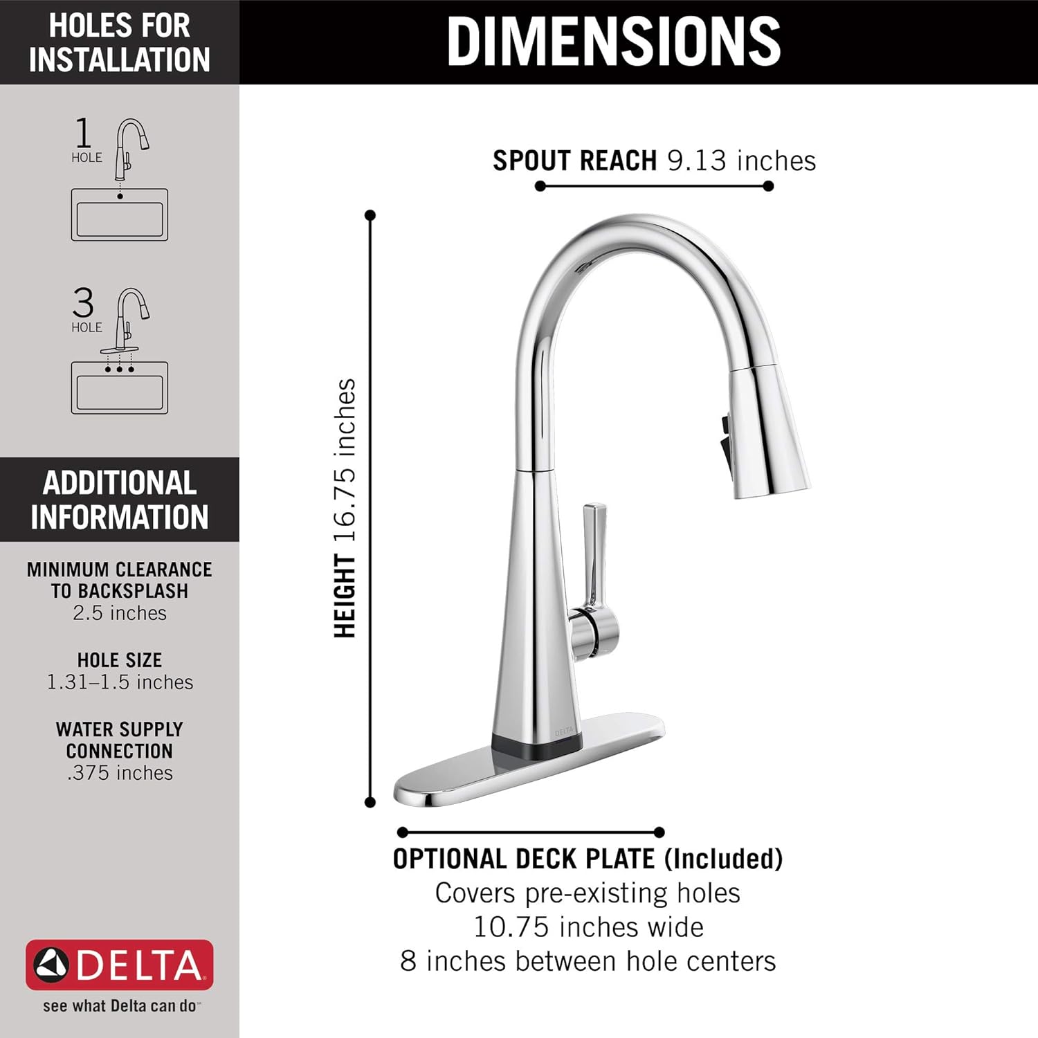 Delta Faucet Lenta Touch Kitchen Faucet Chrome, Chrome Kitchen Faucets with Pull Down Sprayer, Kitchen Sink Faucet, Touch Faucet for Kitchen Sink, Delta Touch2O Technology, Chrome 19802TZ-DST - - 