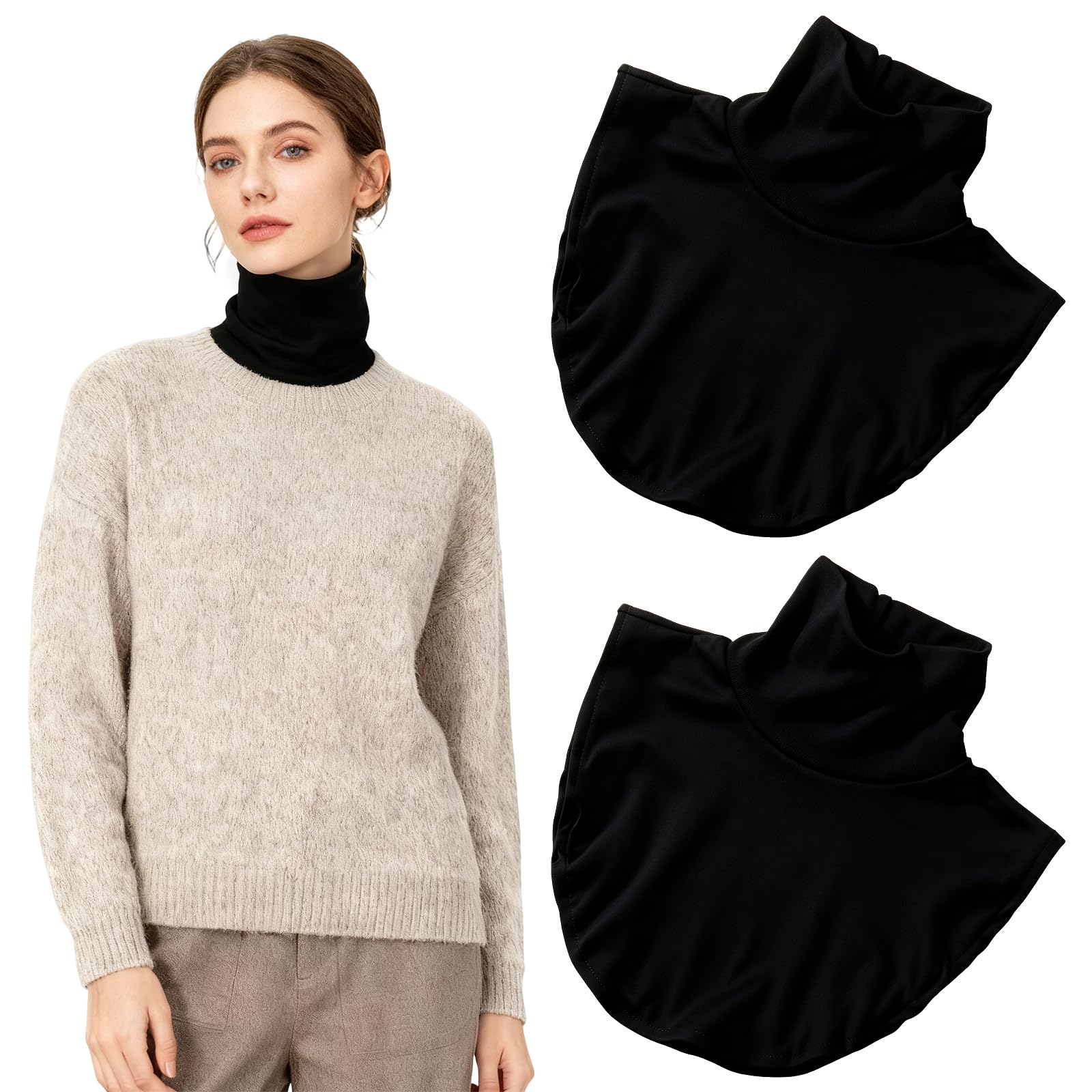 SNMYGS 2 PCS Shirt Collars, Fake Collar, Detachable Collar, Fake Turtleneck