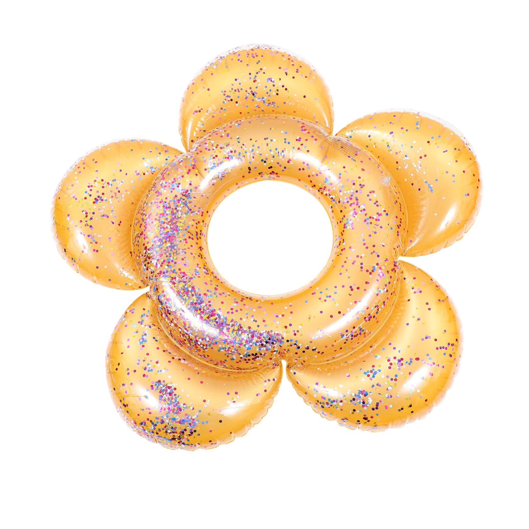OHPHCALL Flower Shaped Inflatable Swim Ring Glittery Sunflower Pool Float Accessory for Adults for Pool Parties and Summer Fun