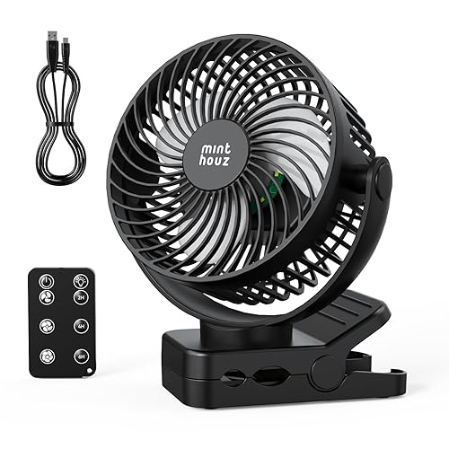 Minthouz Ventilatore Portatile USB Ricaricabile 12000mAh con Clip e Telecomando,