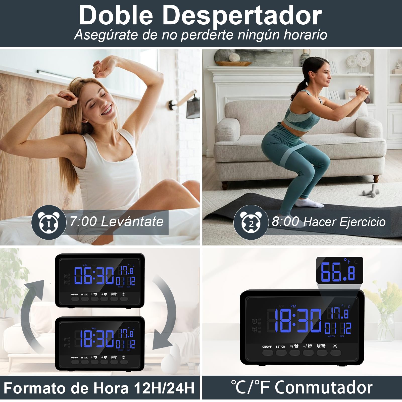 Cámara Espía WiFi 5G, Mini Camara Oculta Inalambricas Despertador, 1080P HD Reloj con Camaras Espias 120° Visión Nocturna Detección De Movimiento Vigilancia para Interior con Tuya App