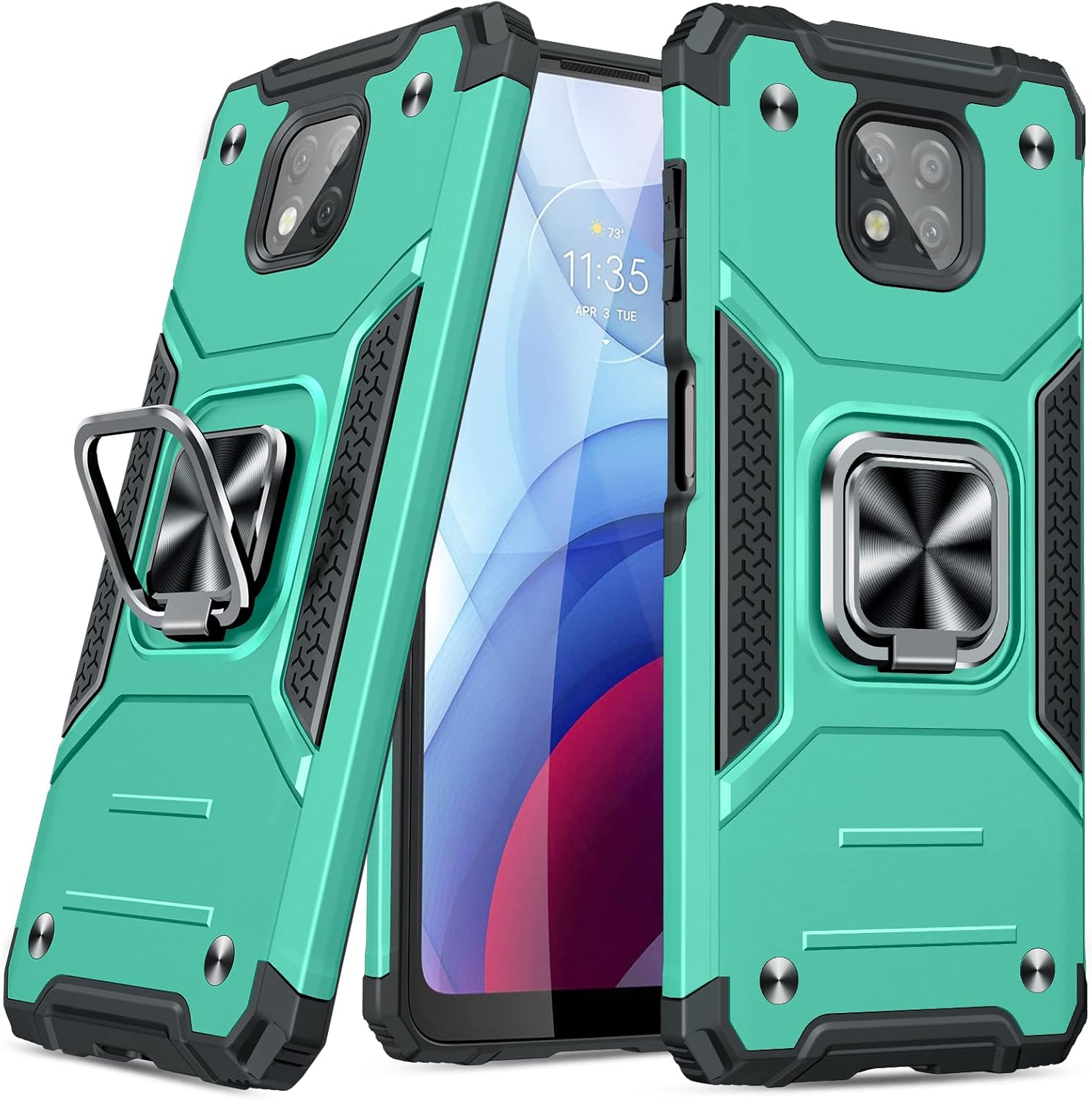 JAME Case for Moto G Power 2021, Military-Grade Drop Protection, Protective Phone Cases, with Ring Kickstand Shockproof Bumper Case for Moto G Power 2021, Turquoise : Cell Phones & Accessories