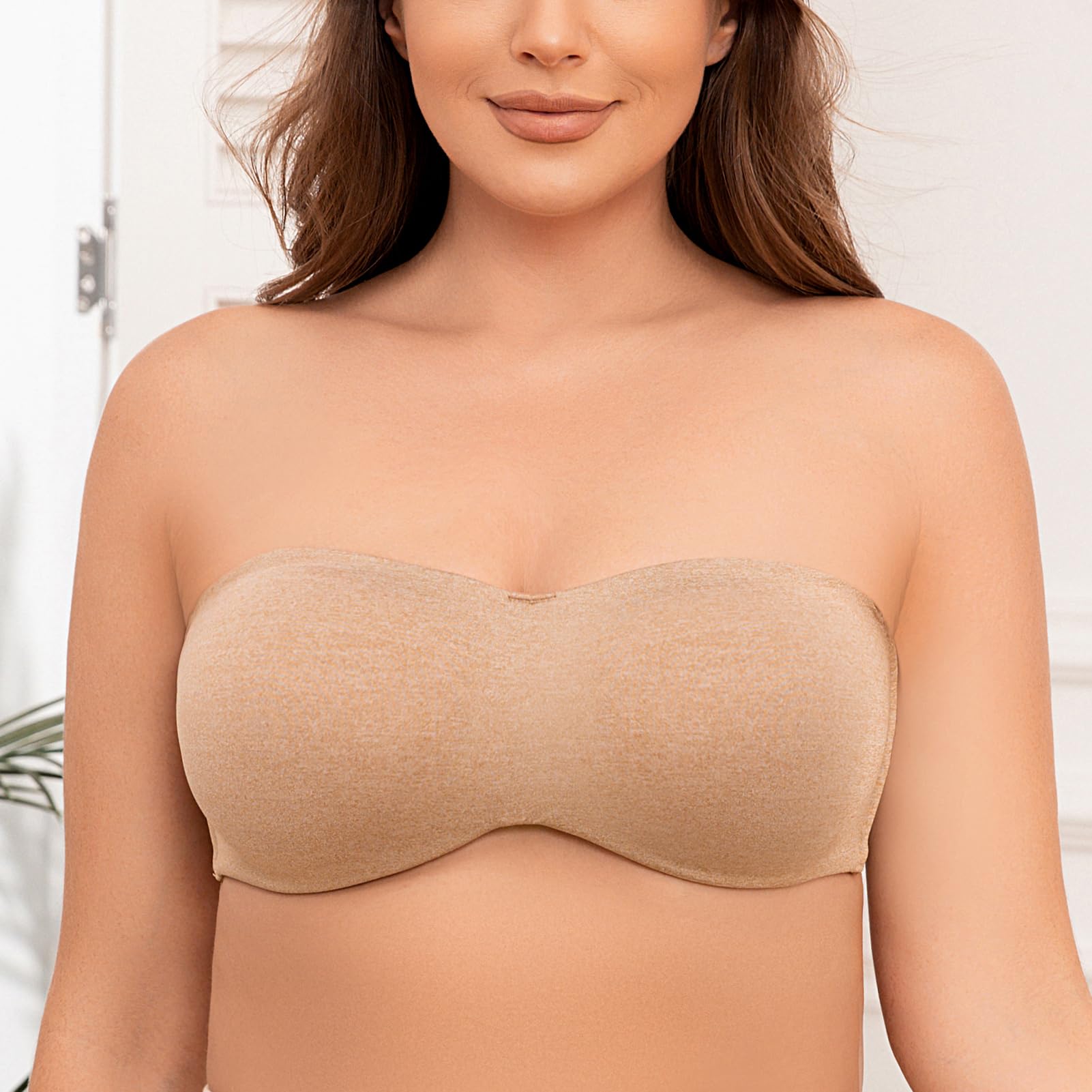 MELENECA Women's Strapless Minimizer Multiway for Large Bust Unlined Seemless Underwire Bandeau Bra — view 5
