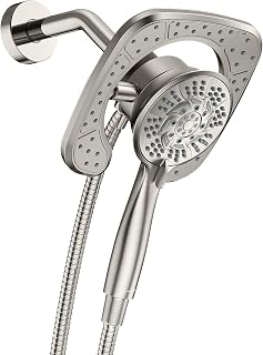 7.2Inch 2 in 1 Rainfall Shower head & Handheld Showers with Magnetic Docking System and 6 Inch Shower Arm(Nickle)