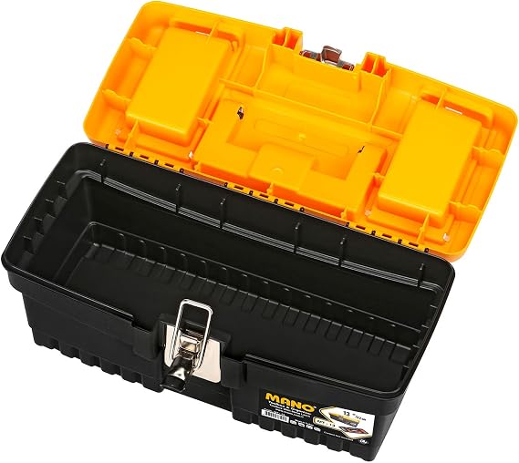 Mano Mt/13 Organizerli Klasik Metal Kilitli Takım Çantası, Polipropilen, Siyah/Sarı, 13 ’’