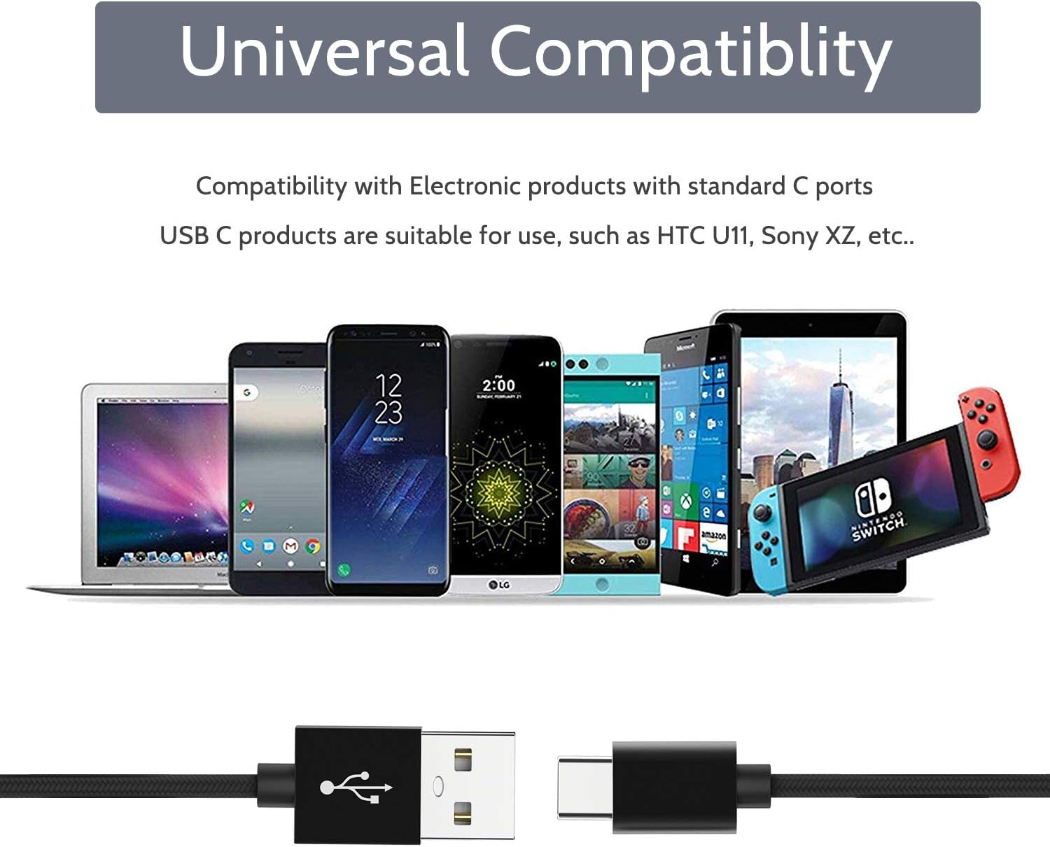 USB Type c Cable 2 Pack(6.6ft) Mogen USB a to Type c Cable Fast Charging c Cable Type c Fast Charger Cable for Samsung Galaxy S10 S9 S8 Note10 9 8,Google Pixel XL 3,LG G7 V20,Moto Z,Z3