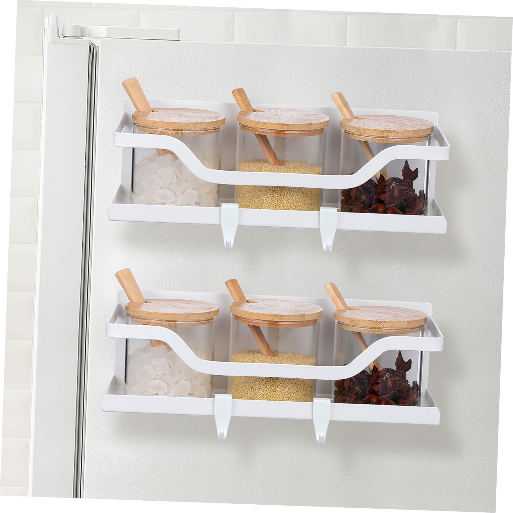 2kawałki Magnetyczny Organizador Do Lodówki Stylowy Stojak Przyprawy i Akcesoria Kuchenne Wykonany z Stali Węglowej Łatwy Użyciu Nowoczesny Design Do Kuchni i Restauracji
