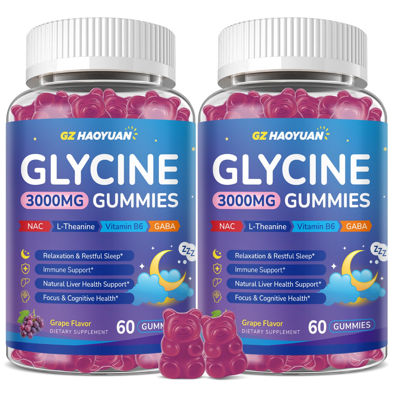 Glycine Gummies, Glycine 3g Supplements with NAC, L-Theanine, GABA, for Sleep, Relax, Nerve & Brain Support, Sugar Free, Vegan, Strawberr Flavor, 60 Cts — Amazon image 13