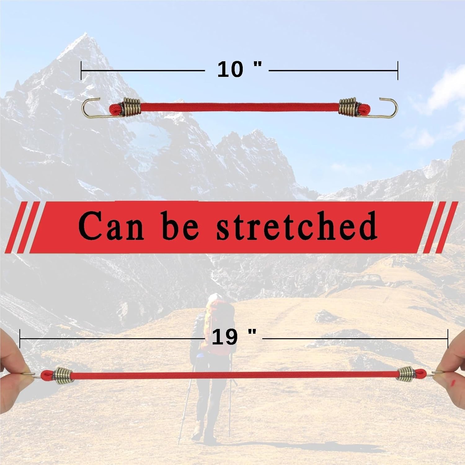 Small Bungee Cords with Hooks 10Pcs Small Bungee Cords with Hooks Heavy Duty Elastic Luggage Cord 30cm Strap String with Kayak Camping Cycling Rope(Red)