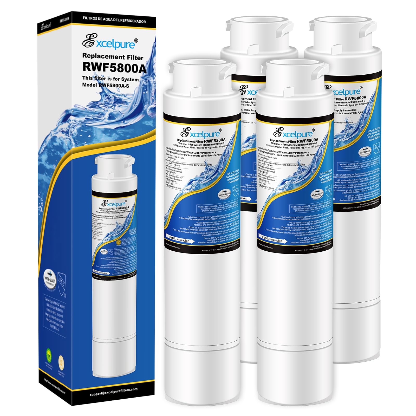 4 Filtri Acqua Di Ricambio Compatibili Frigidaire EPTWFU01, EWF02, PureSource Ultra II