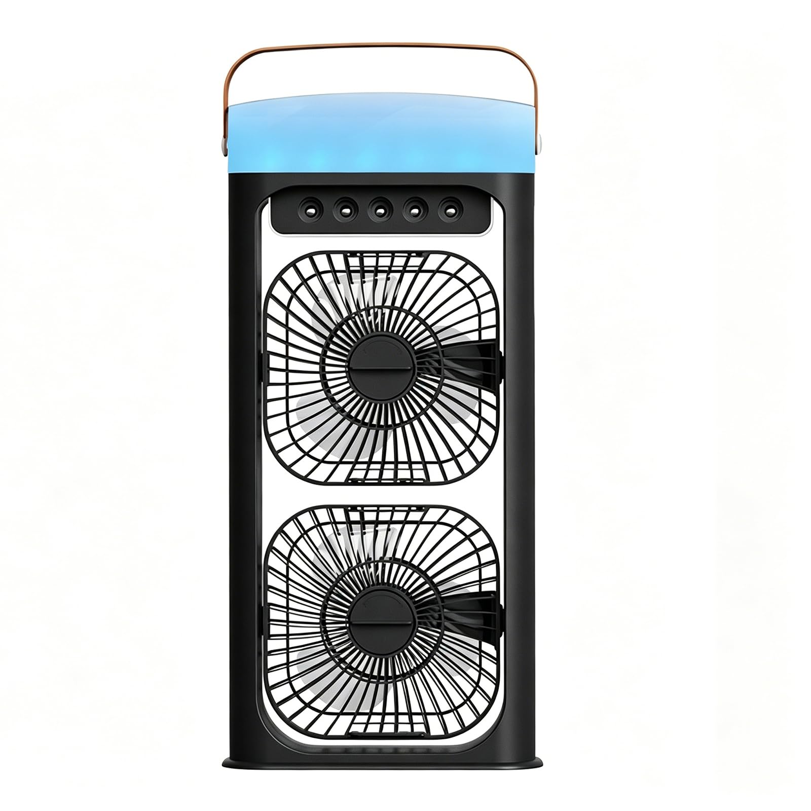 Climatizzatore portatile a 3 velocità, ventilatore da tavolo, 4 in 1, con nebulizzatore d'acqua, per casa e ufficio (nero)