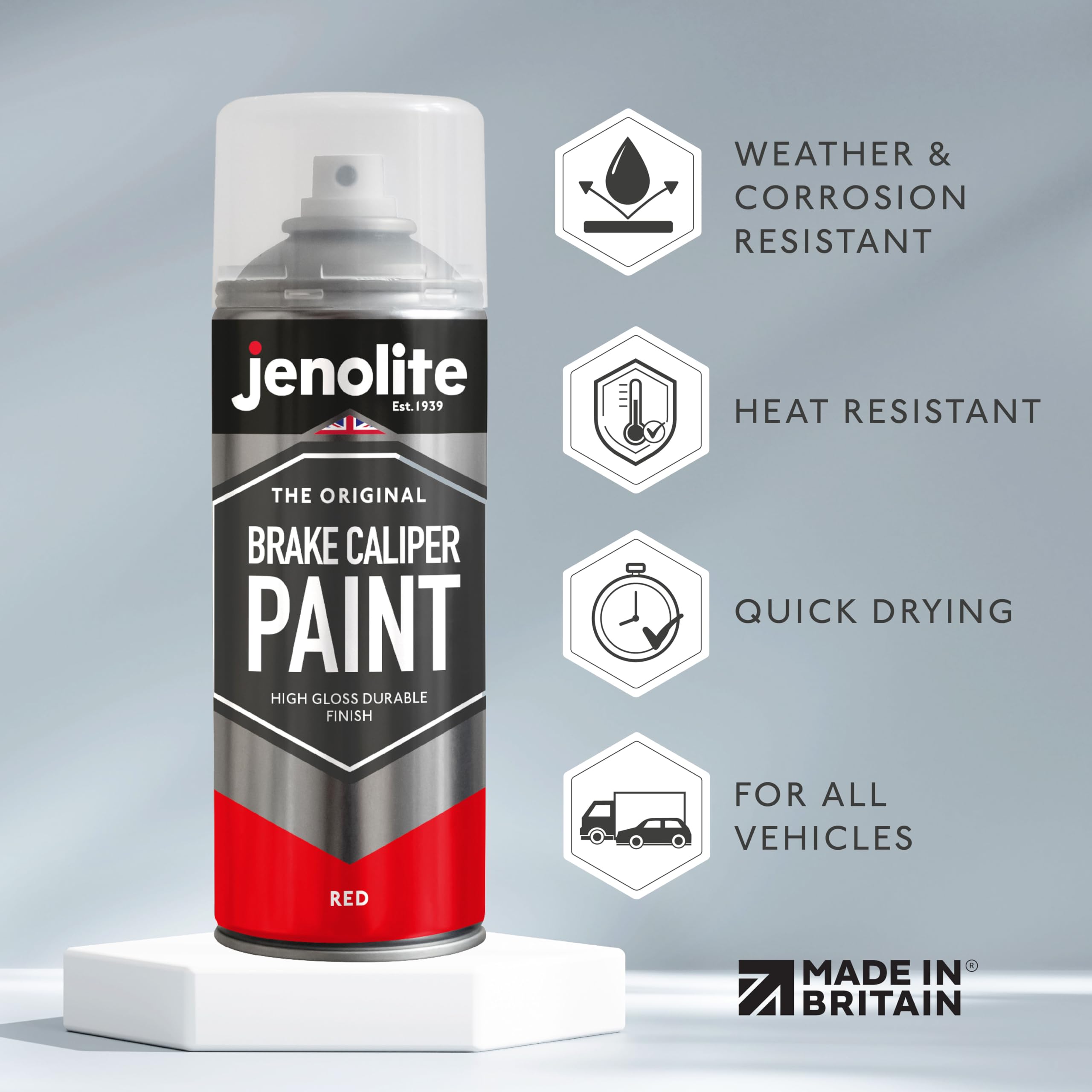 JENOLITE Vernice per pinza freno | Rosso | 3 x 400 ml | Ripristina e trasforma le pinze freno auto