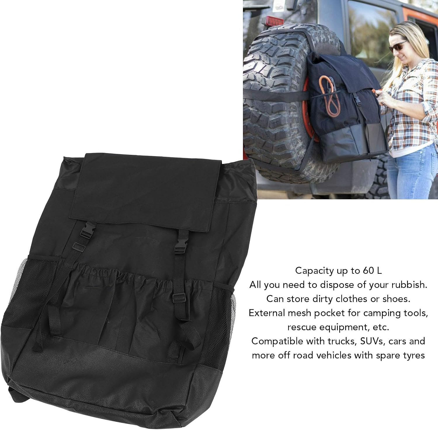 Spare Tire Trash Bag, Spare Tire Storage Bag, SUV Trunk Organizer, Truck Tailgate Trash Bag, Car Storage Solution For Overlanding Accesories Firewood Camping Essentials