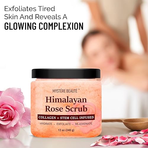 Miniatura 5 de Exfoliante corporal de sal del Himalaya de 12 onzas cada paquete individual  con colágeno y células madre  Exfoliante de sal exfoliante para la