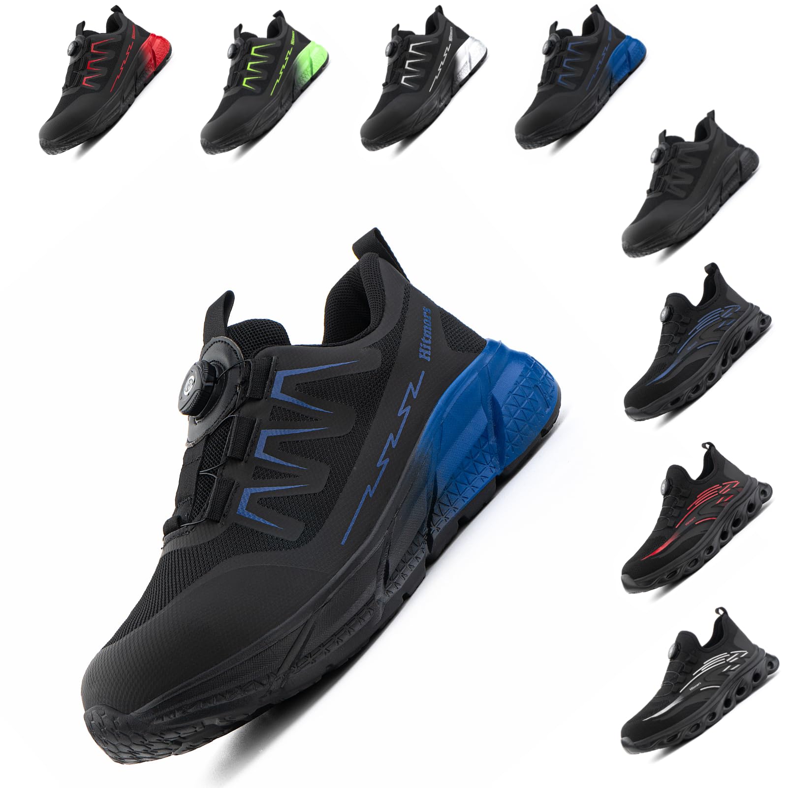 Loiston Work shoes, men's safety shoes, women's steel toe cap, lightweight, non-slip, sports, EU 37-46