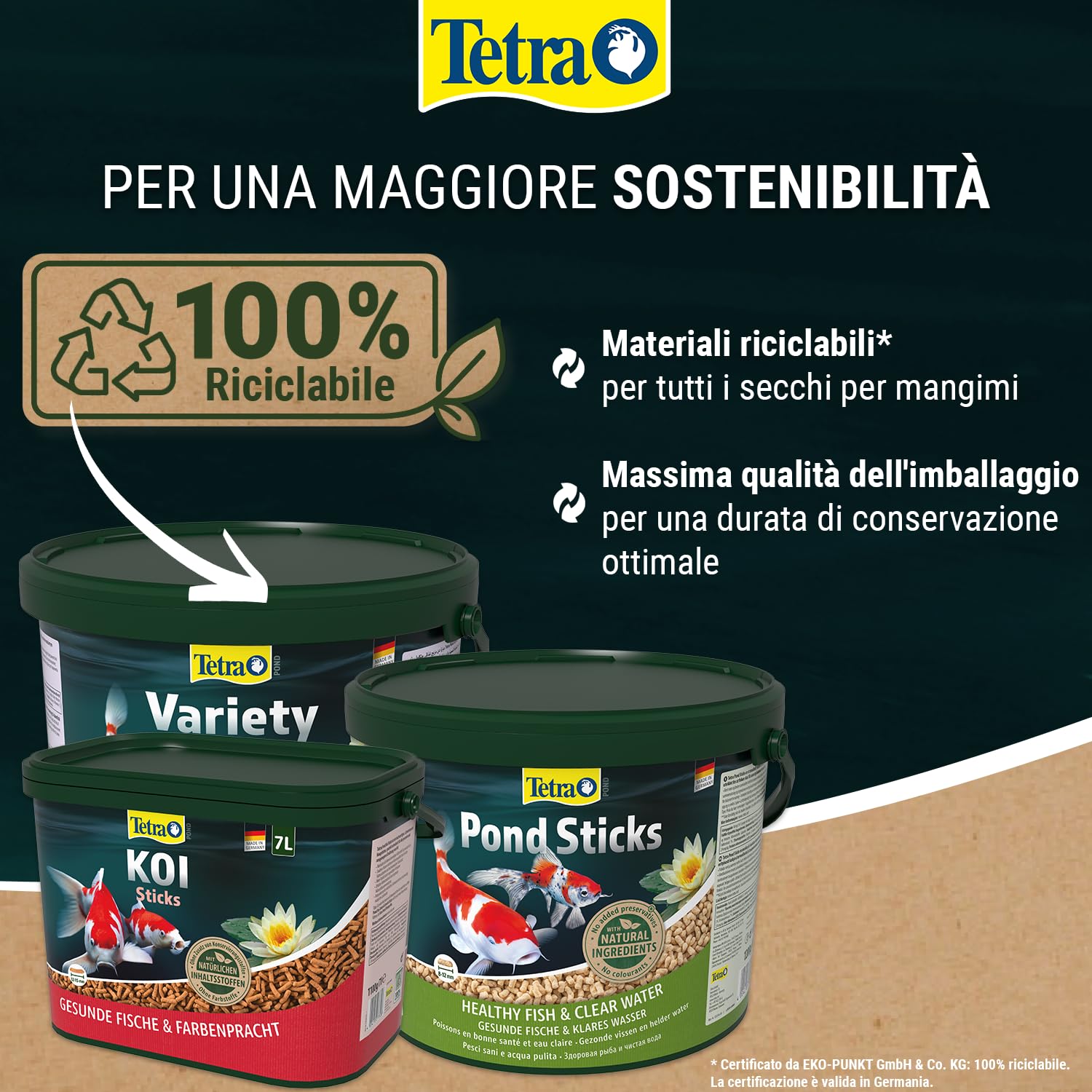 Tetra Pond Koi Sticks - Fodera Koi per pesci colorati e una migliore qualità dell'acqua, secchio da 10 l