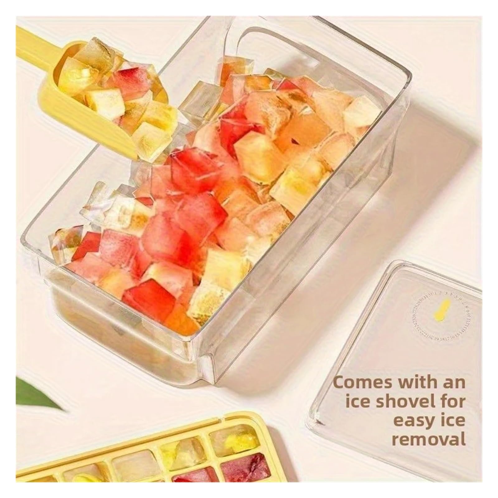 Cubiteras Para Hielo Bandeja for cubitos de hielo con tecla de presión, molde for hacer hielo de verano, bandeja for cubitos de hielo de fácil liberación(Yellow)