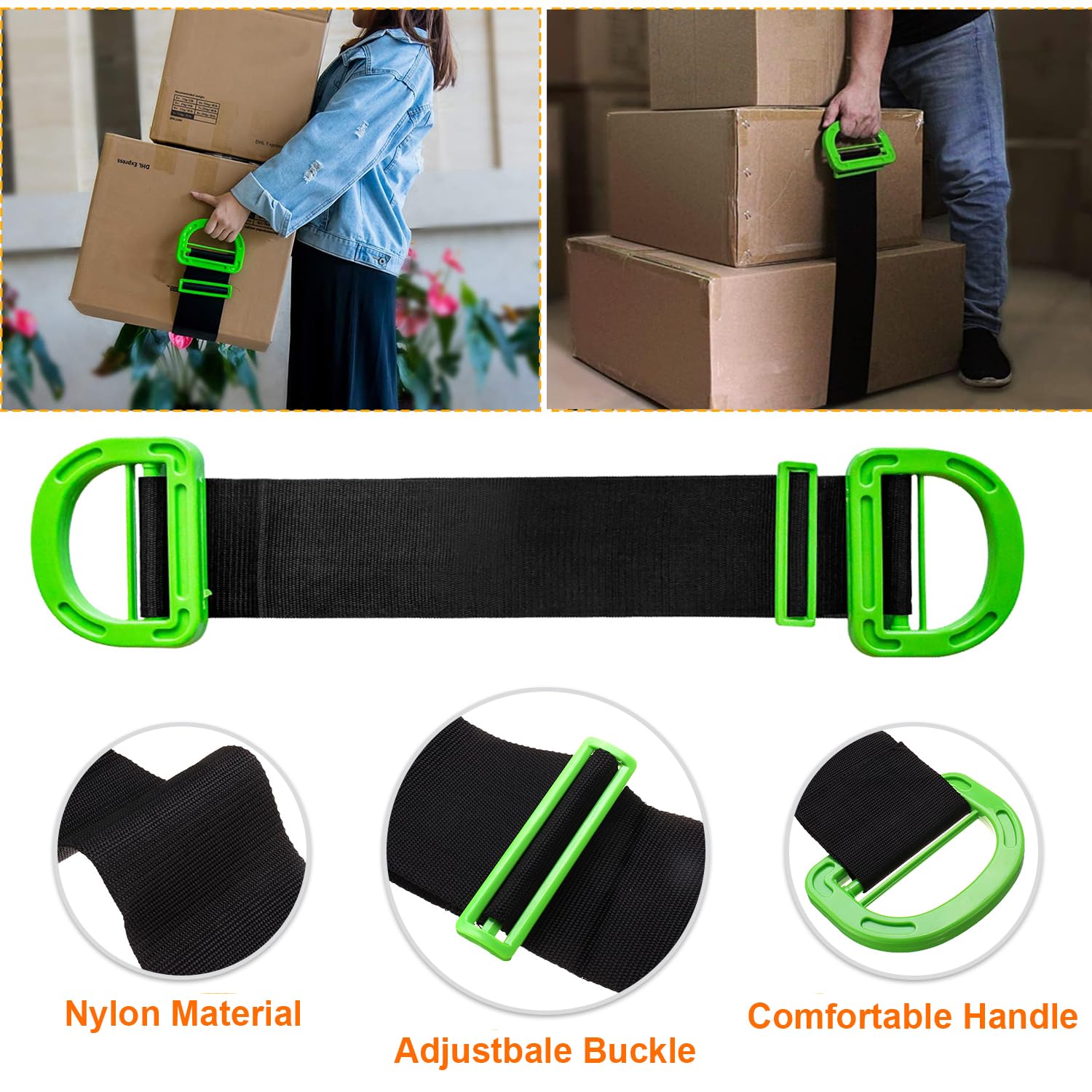 Cinghie di sollevamento e spostamento delle spalle per 1 persona con maniglia cinghie di sollevamento per imbracature mobili ed elettrodomestici oggetti pesanti