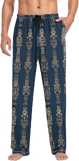 Men's Pajama Pants Gold Thread Nutcracker PJ Lounge Pants Soft Men Pajama Bottoms