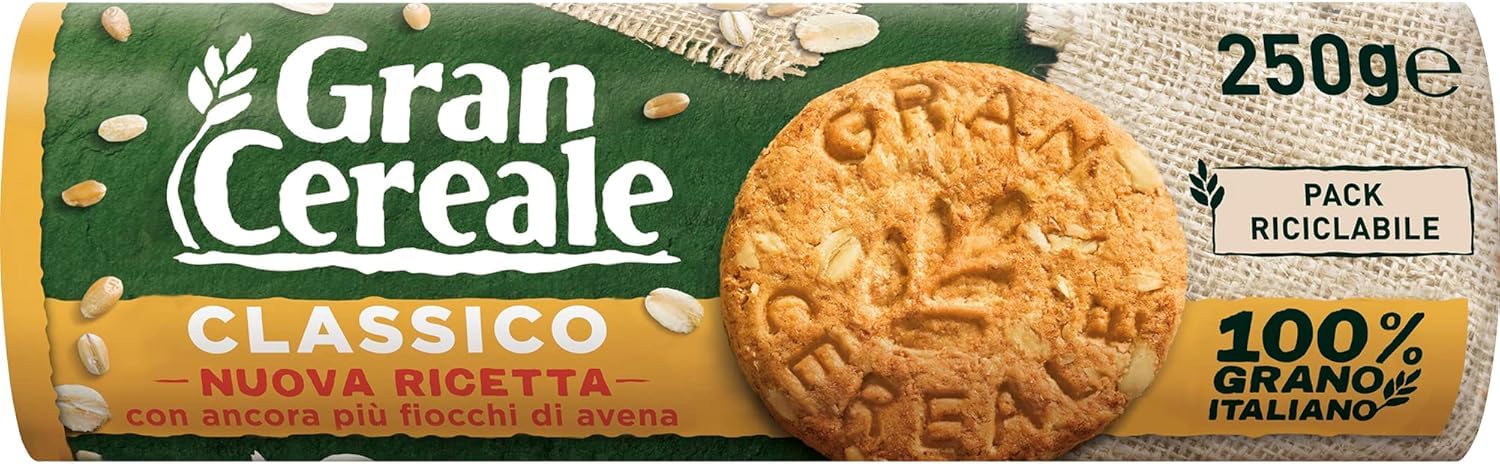 Italian Gourmet Gran Cereale Classico Biscuits aux Céréales Complètes – Pack 12x 250 g (3 kg Total) – Recette Italienne, Riche en Fibres, Flocons d’Avoine, Goût Authentique + Italian Gourmet Polpa