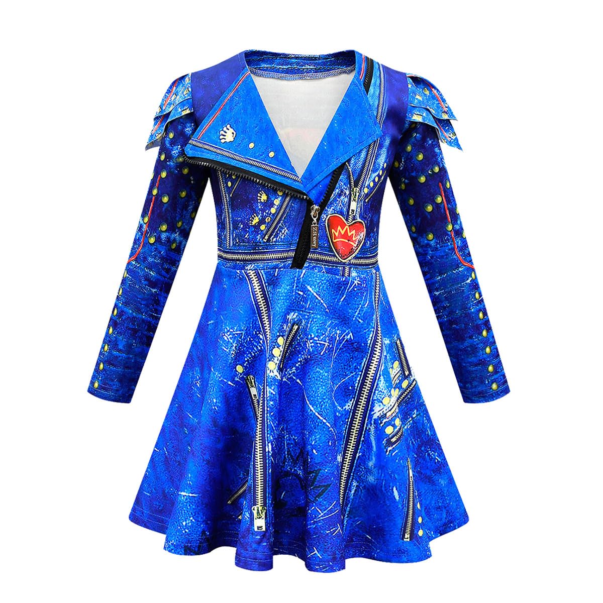 Girls Princess Red Dress Kids Blue Pink Evie Bridget Zipper Jacket Carnival Outfit for 4-12 Years (130, Evie)