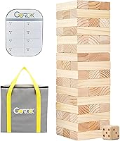 Vista 7 de GOROCK Juegos de Torre Gigante de Volterío, 60 piezas de bloques de madera hasta 5 pies de altura con tablero de puntuación de dados y bolsa