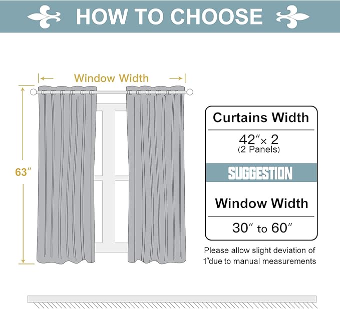 Cortinas Blackout ChrisDowa 2 Paneles 42x63 in Gris Claro miniatura 2
