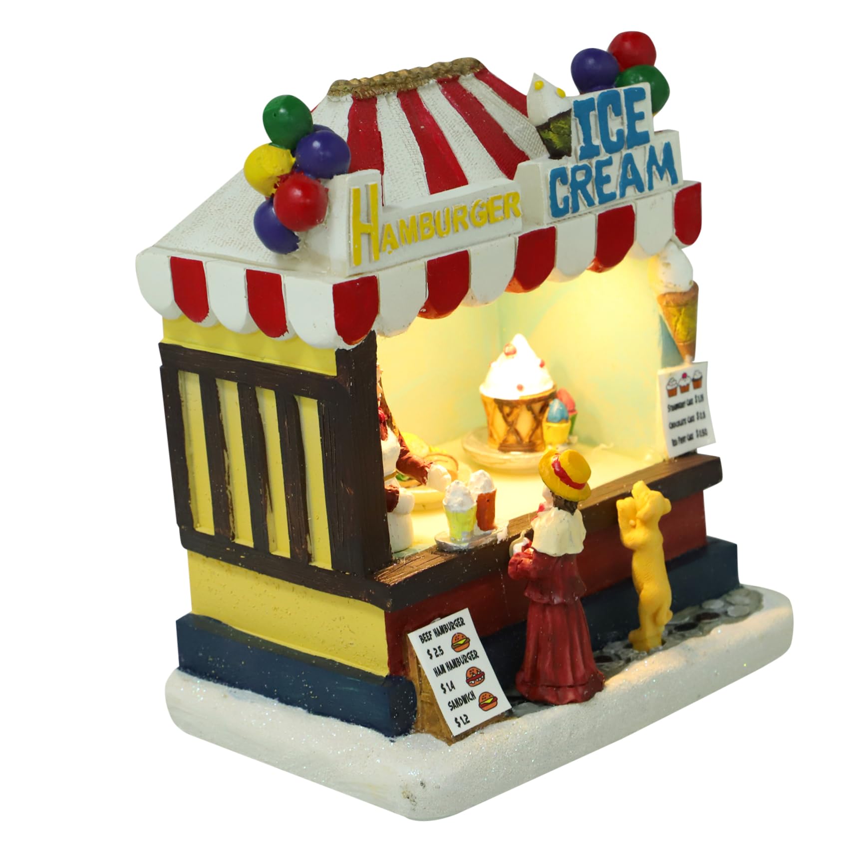 CORHAD Christmas Luminous Resin House Ornament LED Light Up Micro Landscape Decoration for Holiday Home Decor Xmas Village House Tabletop Ornament No Battery Included