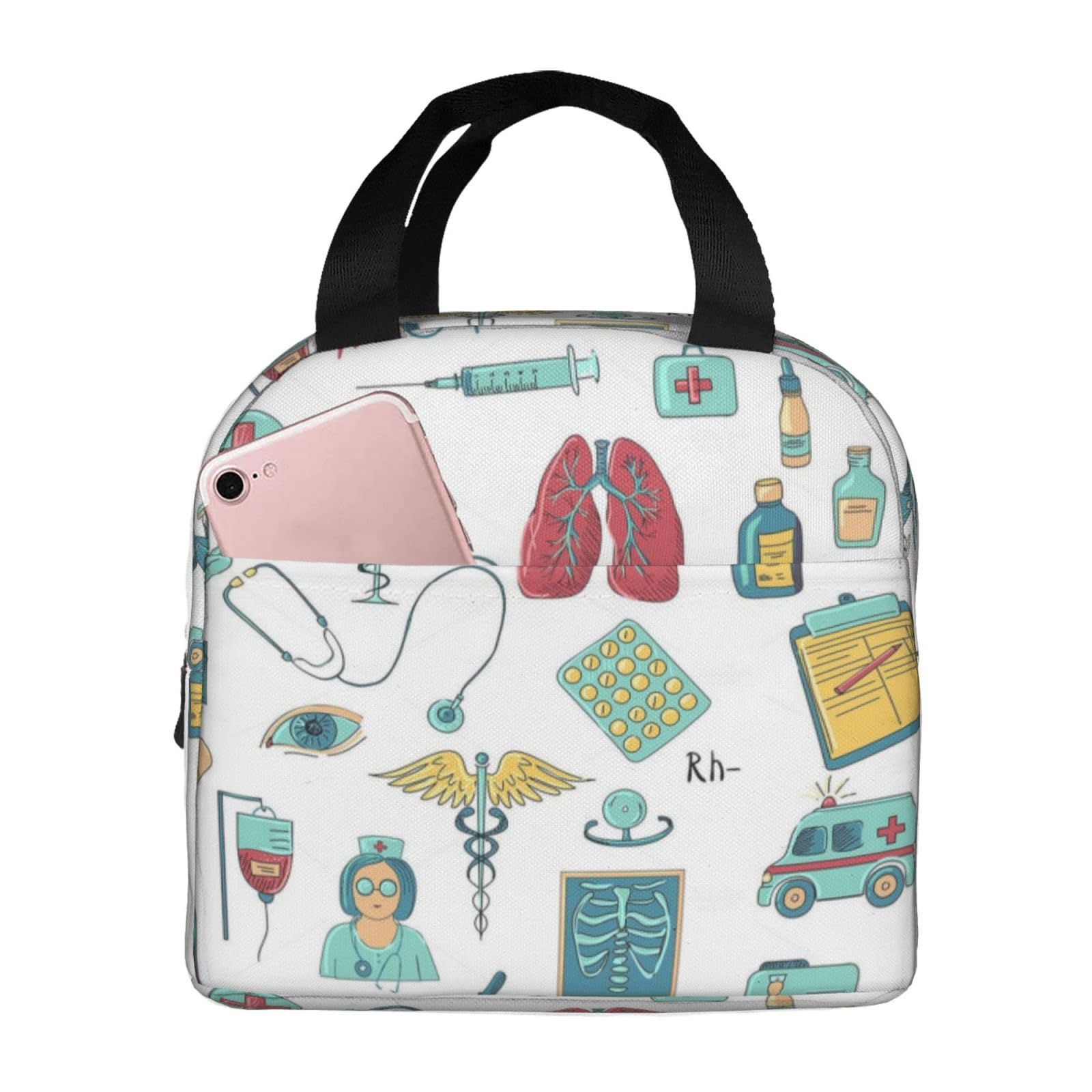 JAYWIS Abstract Pattern Print Lunch Bags for Women for Work,Large Capacity Lunch Tote Bag,Lunch Box Container for Work School Office