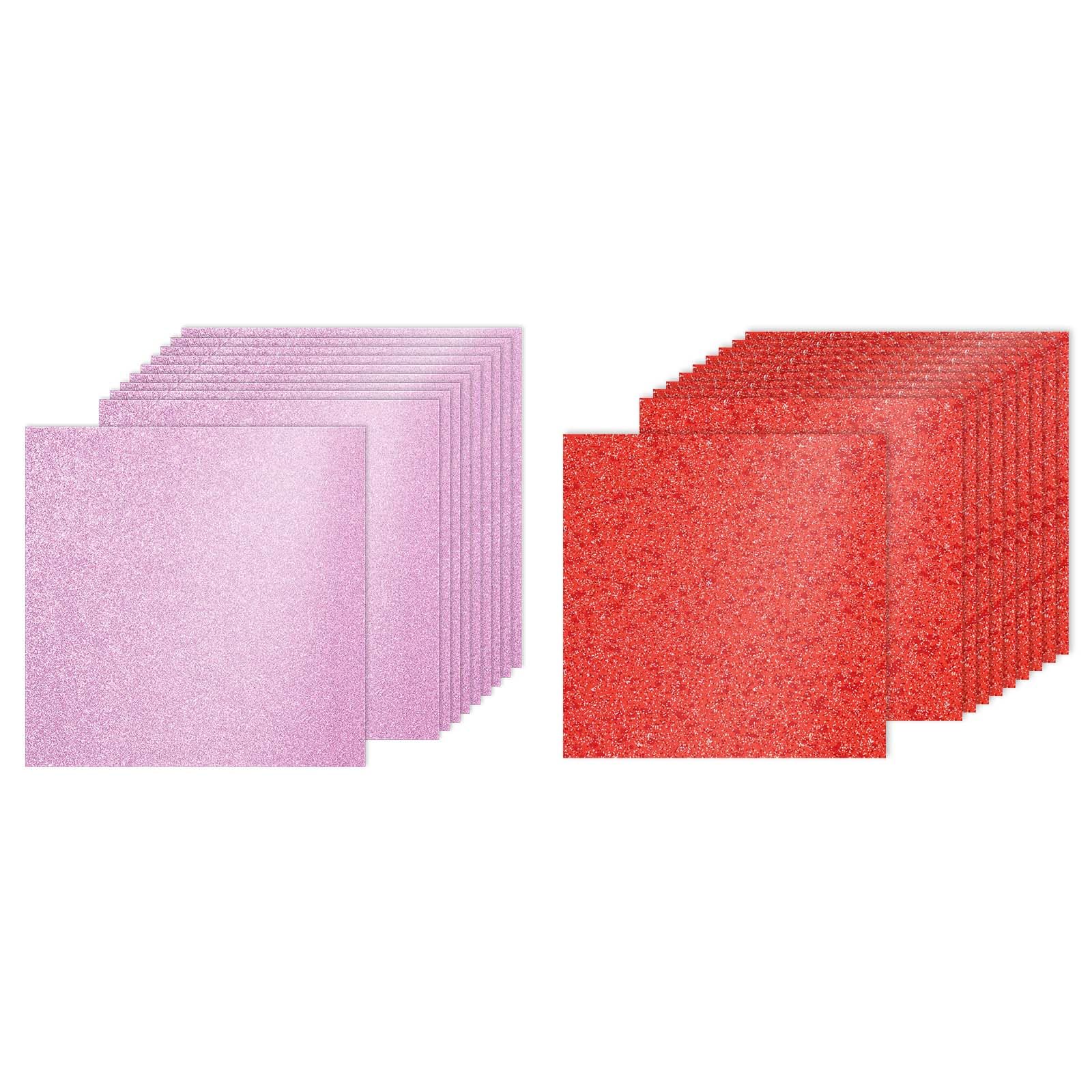 PATIKIL 10Sheets Red/Pink Glitter Cardstock, 12x12In Glitter Paper Card Stock Shiny Scrapbook 250gsm Sparkly Paper Large Shimmer for Crafts Scrapbook