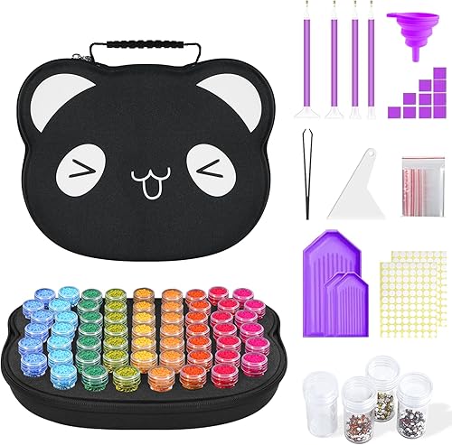 Miniatura 9 de ZORETCO Contenedores de almacenamiento de pintura de diamantes, 60 ranuras, kits de pintura de diamantes, accesorios y herramientas de pintura de