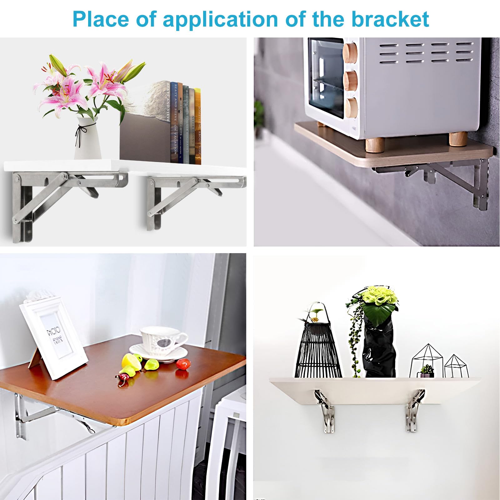 Staffe Pieghevoli Per Mensole 500mm - 2 Pezzi In Acciaio Inox Per Tavoli A Muro - Foto 2