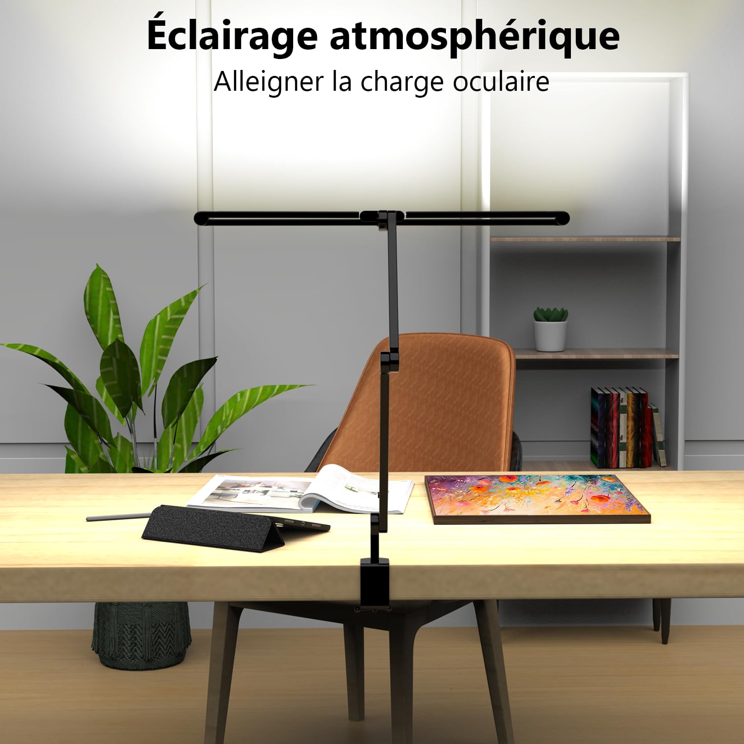 EPABINA Die 3000 Lumen Schreibtischlampe Klemmbar, 36W LED Dimmbar Tageslichtlampe, Drehbare Tischlampe, 120cm Monitor Lampe mit Automatischer Schreibtisch Beleuchtung für Zeichnen