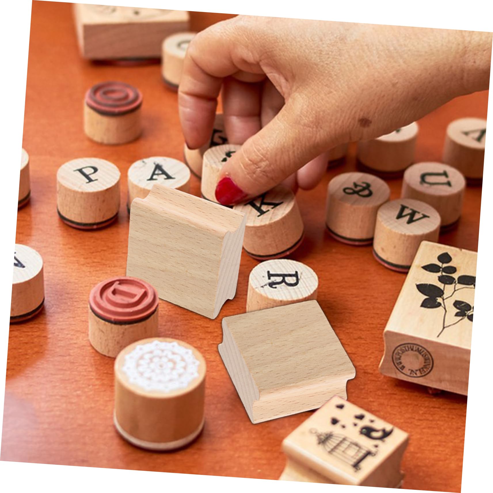DOITOOL 40 Stck. Teiliges Holzstempel zum Selbstgestalten Blanko DIY Siegel aus Buchenholz Runde Kanten für Bastelprojekte Geschenkanhänger Kinderhandwerk und Scrapbooking