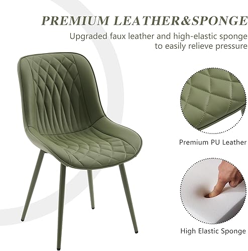 Miniatura 4 de YOUNIKE Dining Chairs Set of 2 with High Back Mid Century Modern Kitchen Dining Room Chairs Faux Leather Upholstered Comfortable Wide Seat Padded