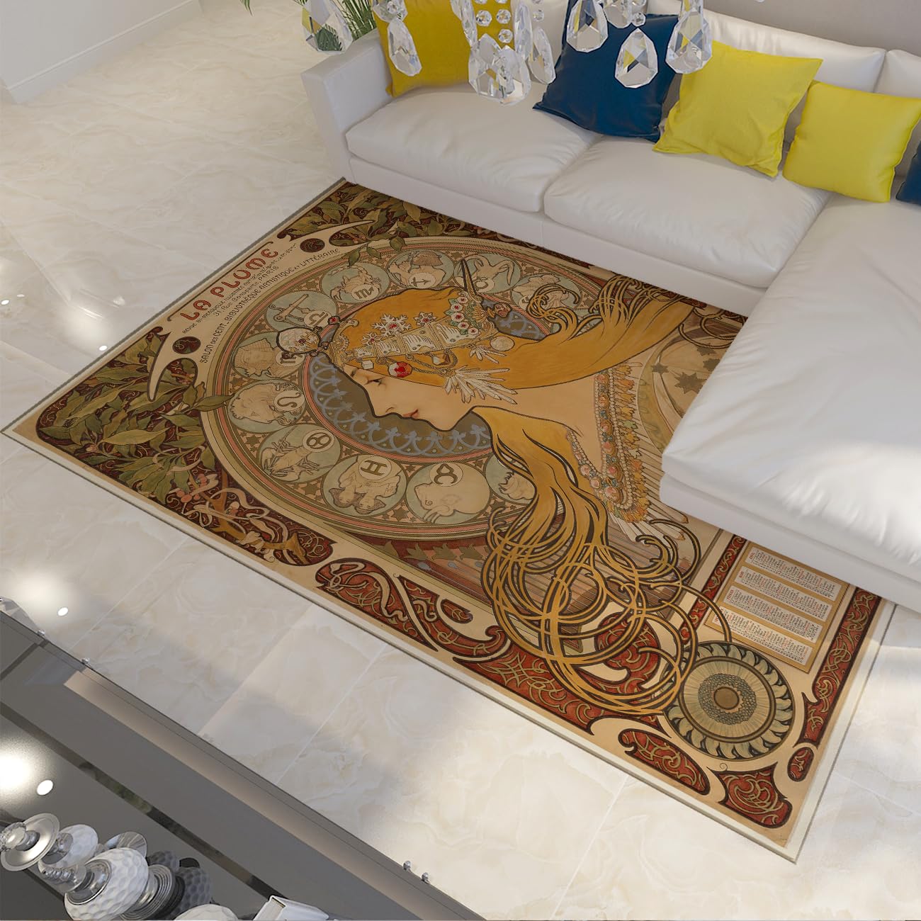 Tapis 60x120cm lavable en machine style baroque antidérapant