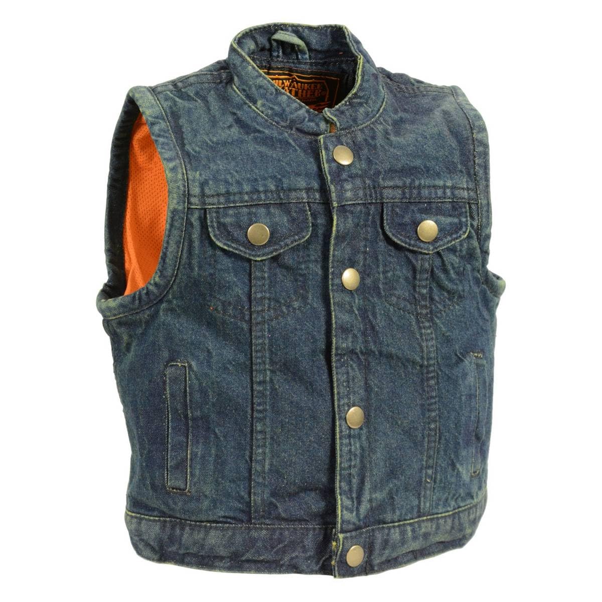 Milwaukee Leather Classic Style Denim Vest - (Just Like Dads) for Kids - Medium