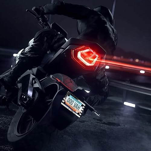 Miniatura 7 de Marco de placa de matrícula retro de la bandera estadounidense para motocicleta, material de acero inoxidable, divertido soporte para placa de