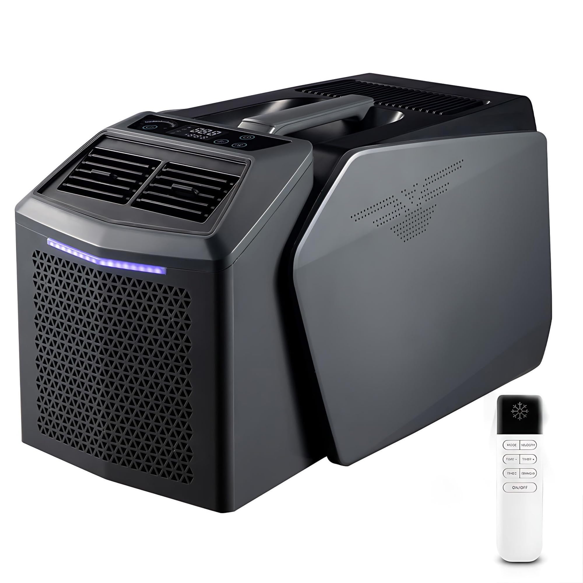 Senodon One Color Small Ac Unit For Camping, Portable Rv Air Conditioner, 6200 Btu 550W, 48V Dc/110V/220V Ac Source, 4-In-1 Compact Windowless Cooling Device Ultra Quiet With Timer, For Tent Van Truck(48V)