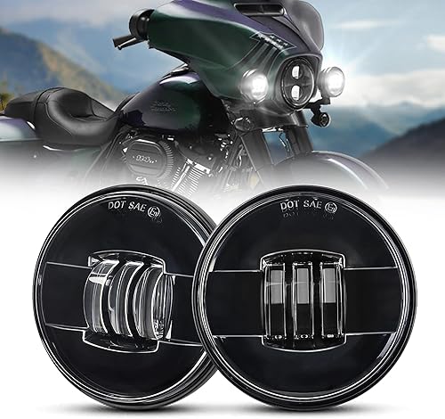 Luces de cruce para motocicleta LED, luz antiniebla de 11.4 cm, proyector de luz auxiliar, lámpara de conducción para Road King Electra Glide Negro