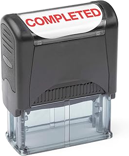 Self Inking Rubber Stamp, Refillable Red Ink Preinstalled - (9/16" x 1-1/2") (Completed)