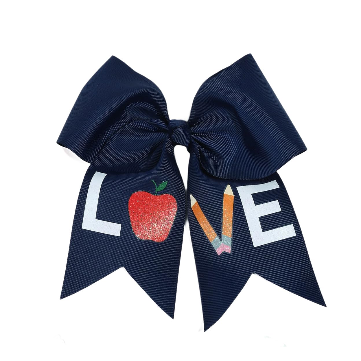 5.5" Hair Clips School Bow Cheer Bow Clip, Yellow, Back to School Hair Bow Ponytail Holder image 3